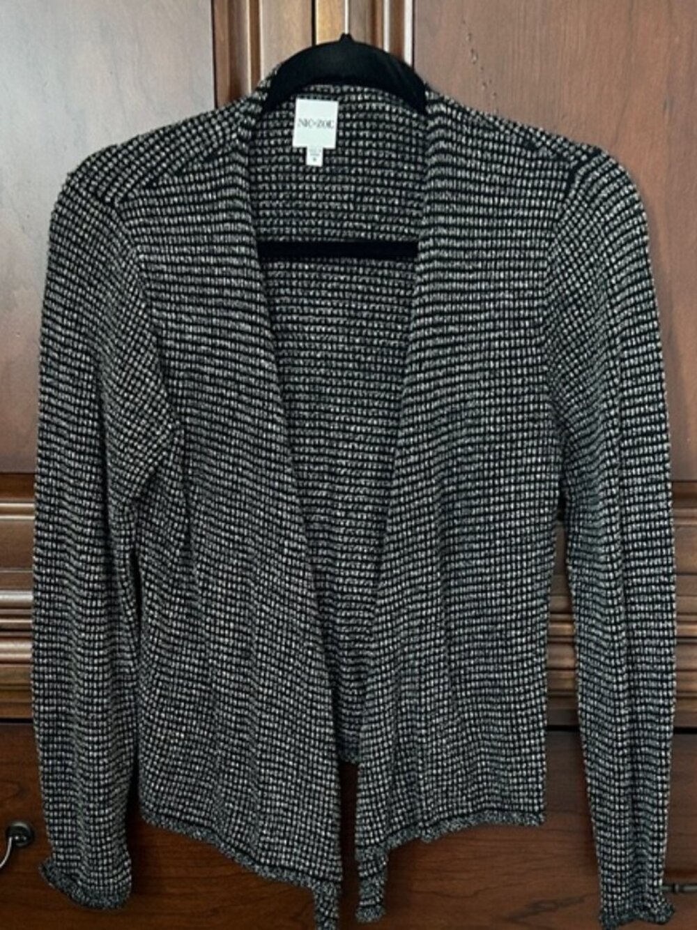 NIC+ZOE Black and White Open Front Cardigan/Size S